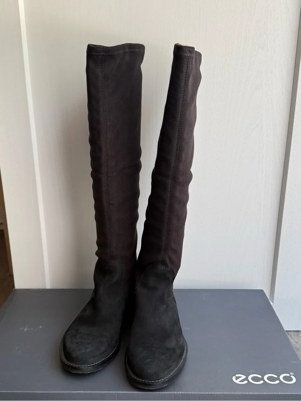 Ecco Tall Black Suede Over-the-Knee Boots